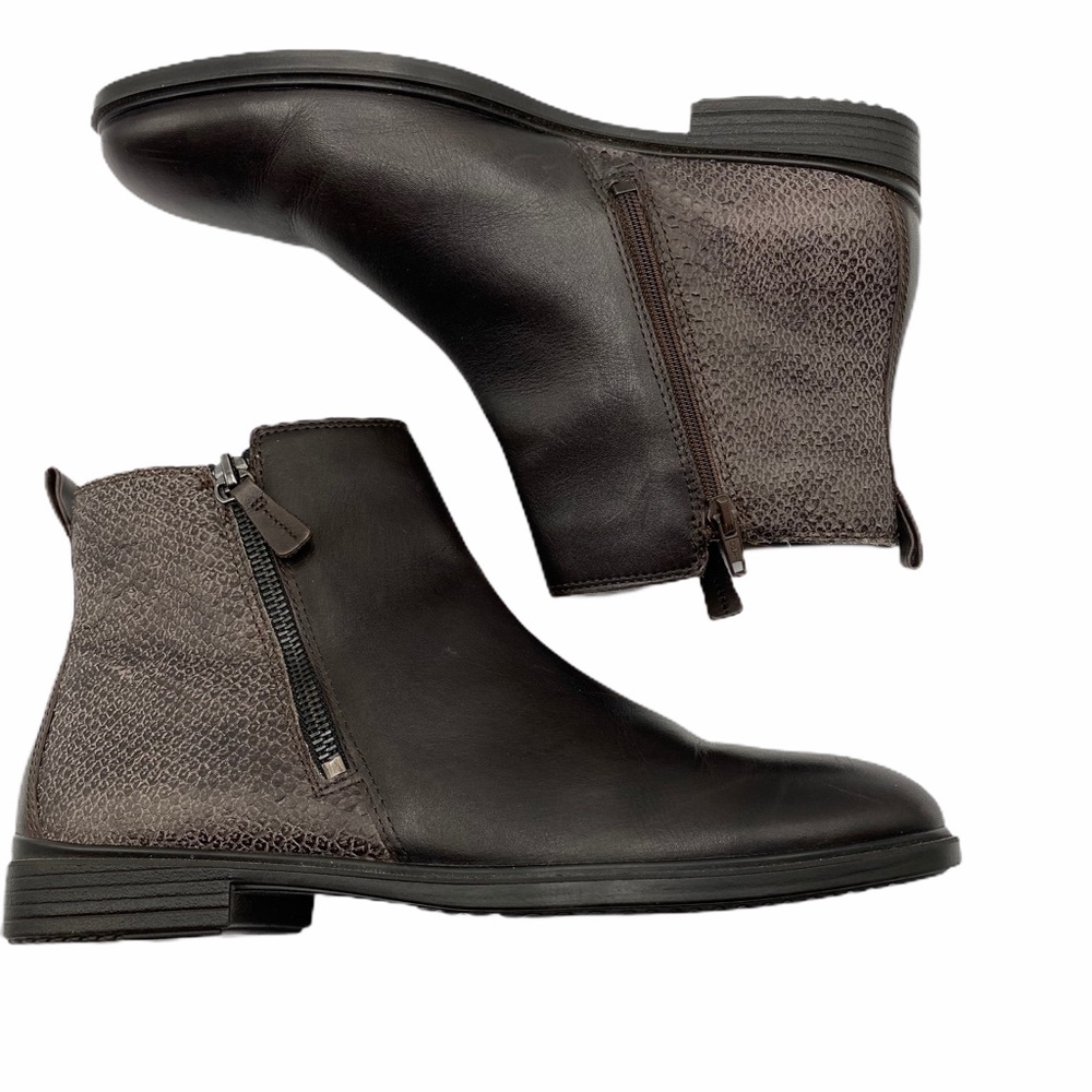 Ecco Leather Ankle Boots Half Snakeskin Print